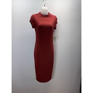 Vibe Sportswear Bodycon Dress Size Medium Stretch High Neck Cap Sleeve Stretch